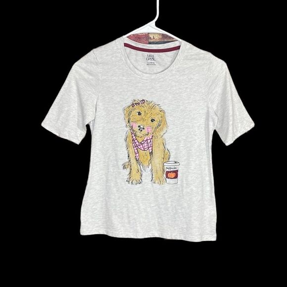 5 for $25🔥Falls Creek Puppy Pumpkin Latte T-Shirt Size Large (10-12) - Picture 1 of 5